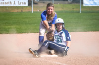 LCHS SS Haley Loffer misses the tag by CHS 3B Mariah Montee